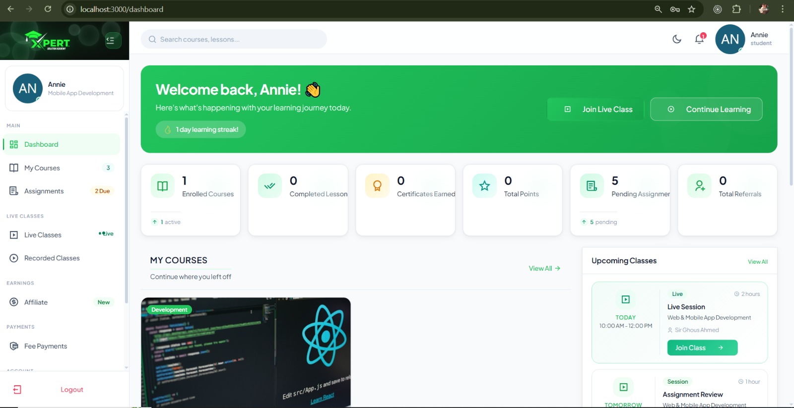 LMS Dashboard